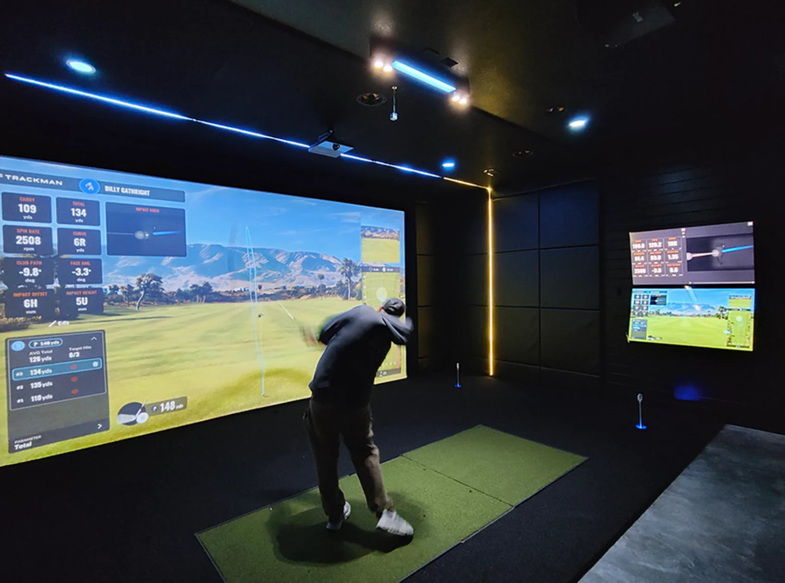 TouchscreenGuru monitor in golf simulator bay with Trackman