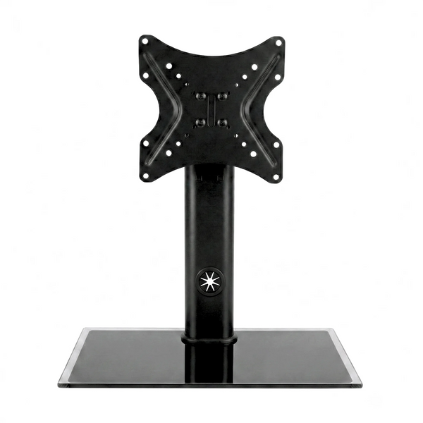 Black touch screen monitor stand mount front facing on a white background.