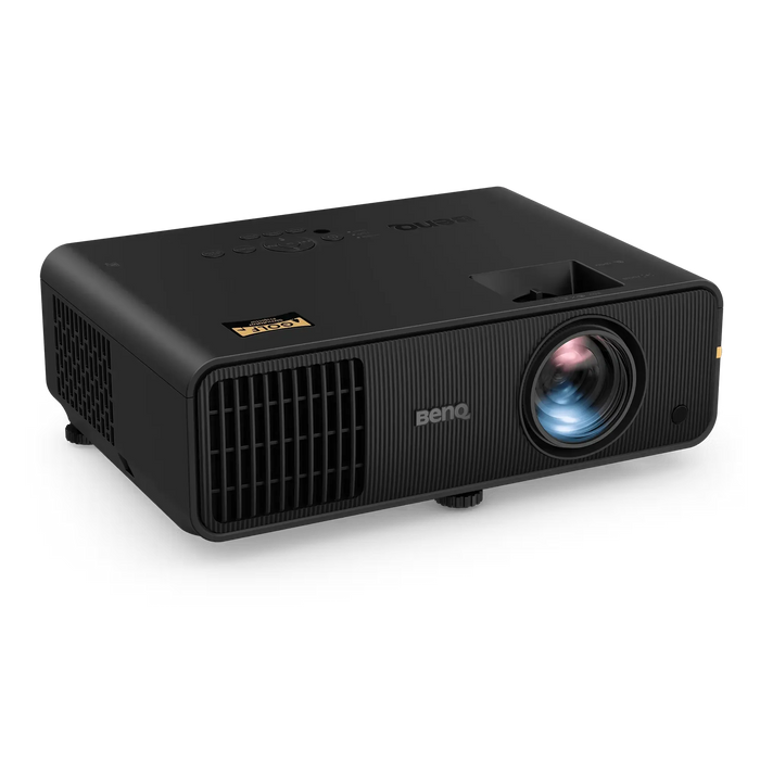 Matte black BenQ AH30ST short-throw golf projector with a front-facing lens, ventilation grille, and top control panel.