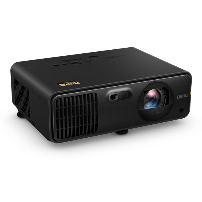 Matte black BenQ AH700ST short-throw laser golf projector with a front-facing lens, ventilation grille, and top control panel.