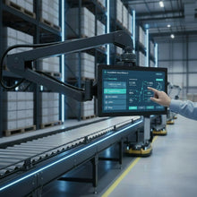 Touch Screen Guru 15.6” FHD industrial all-in-one PC with Intel i5 processor and touch screen in a warehouse setting.