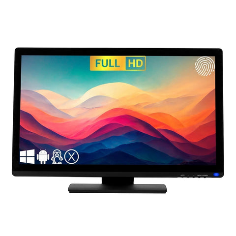 Touch Screen Guru 24-inch Full HD monitor with anti-glare, anti-fingerprint, zero bezel, and 10-point multi-touch. Features super-bright IPS display.