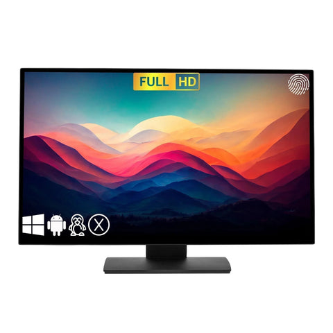 Touch Screen Guru 27-inch FHD 24/7 touch monitor with anti-glare, anti-fingerprint, and zero bezel design.