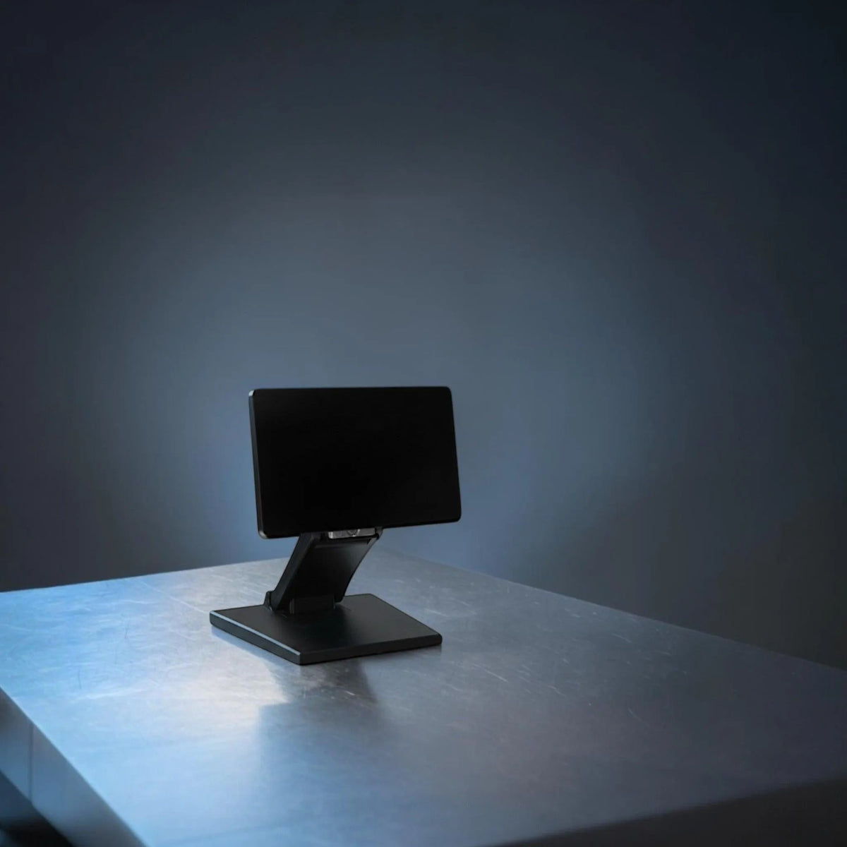 Touch Screen Guru 8" high-bright rugged touch monitor with adjustable black stand, ideal for industrial use.