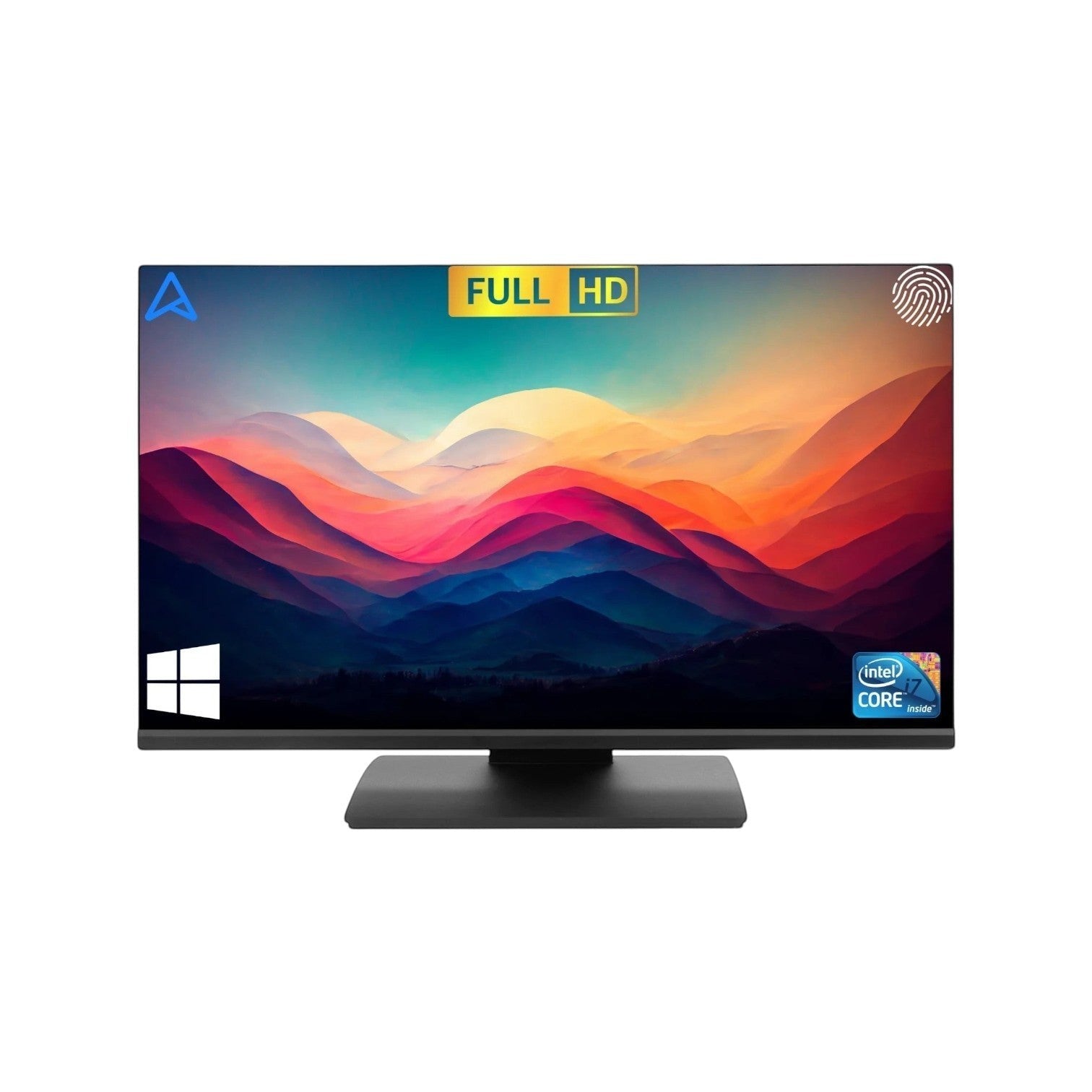 Touch Screen Guru Full HD all-in-one computer with Intel Core processor and touch screen functionality.